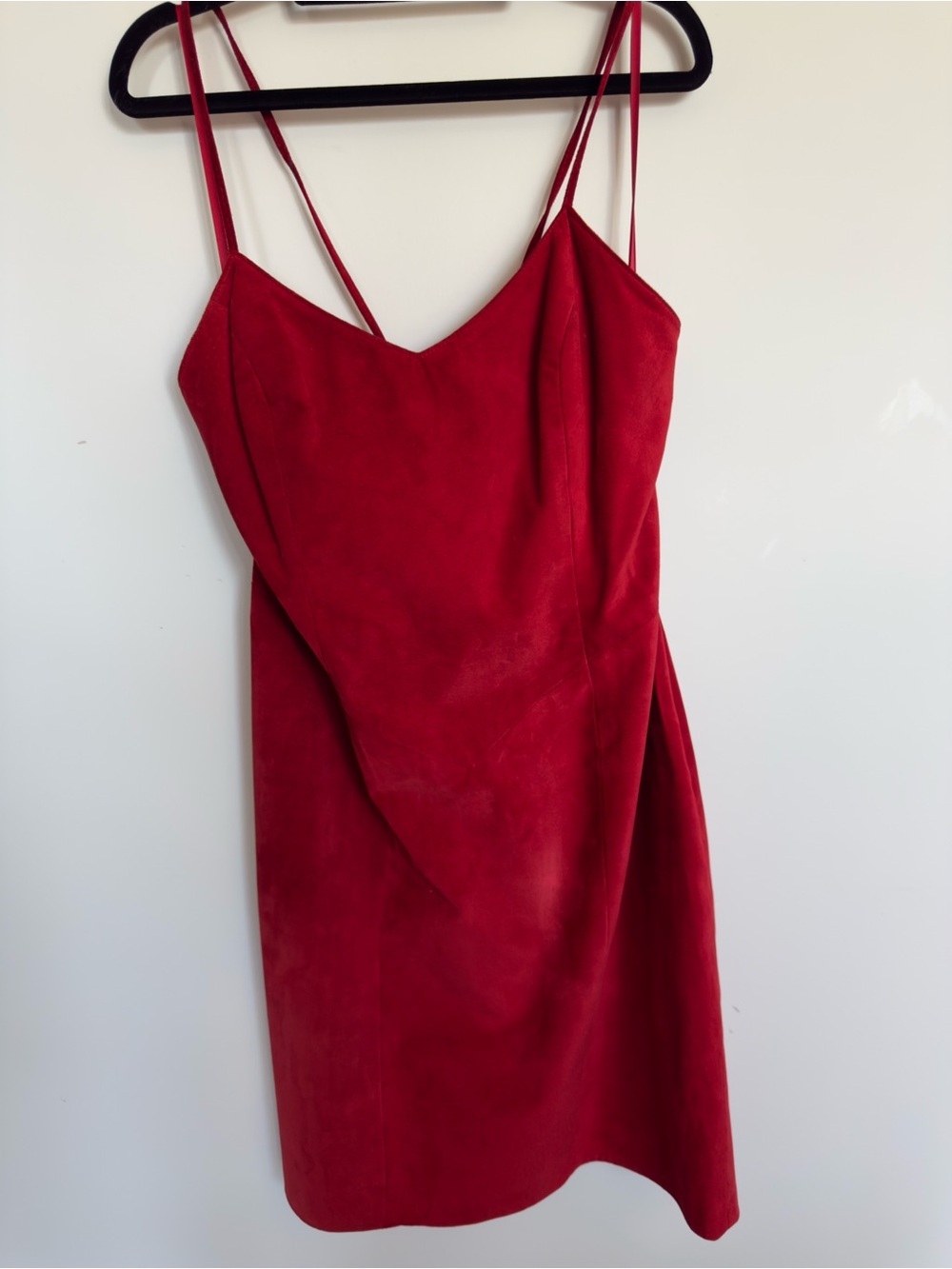 Danier Suede Leather Red Spaghetti Strap Dress - Large